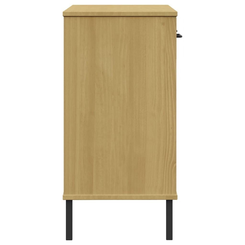 vidaXL Console Cabinet Buffet Storage with Metal Legs Solid Wood Pine OSLO-2