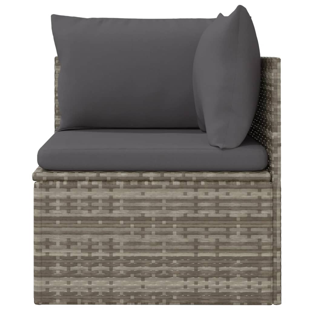 vidaXL Patio Corner Sofa with Cushion Gray 22.4"x22.4"x22" Poly Rattan-5