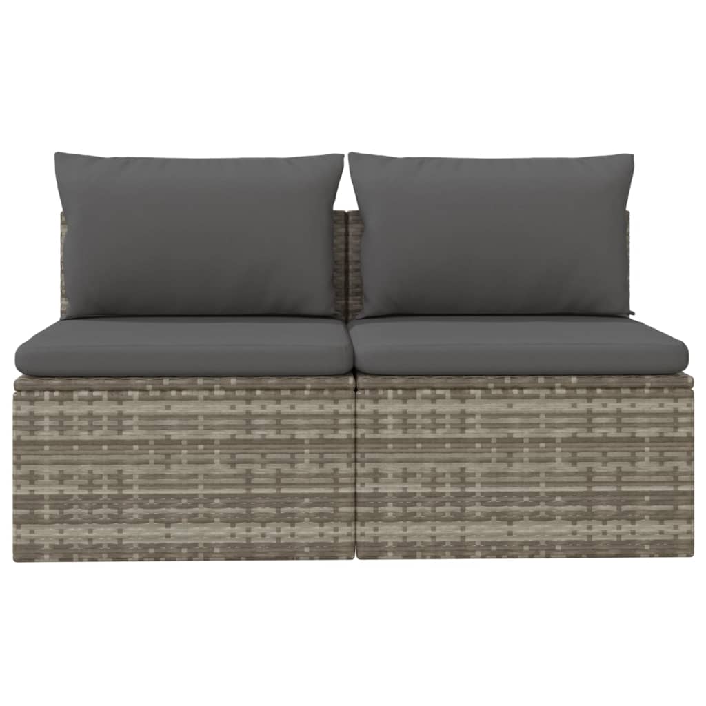 vidaXL 2-Seater Patio Sofa with Cushions Gray Poly Rattan-6