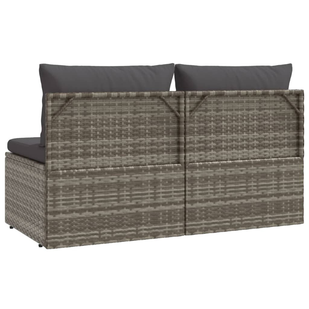 vidaXL 2-Seater Patio Sofa with Cushions Gray Poly Rattan-8