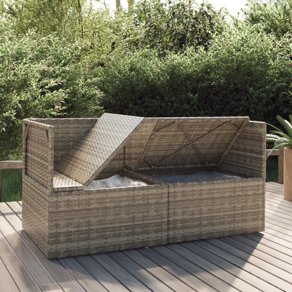 vidaXL 2-Seater Patio Sofa with Cushions Gray Poly Rattan-2