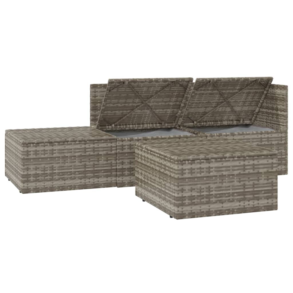 vidaXL 4 Piece Patio Lounge Set with Cushions Gray Poly Rattan-7