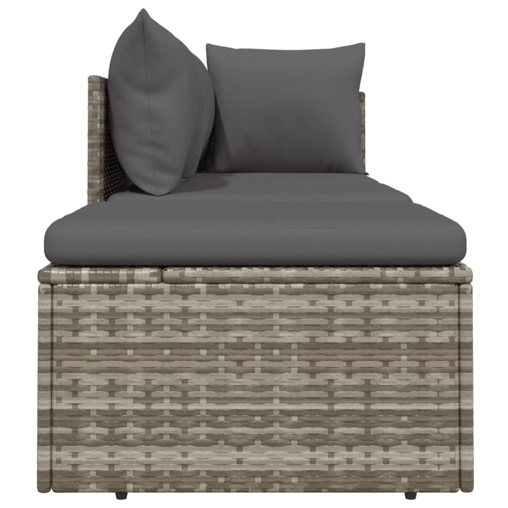 vidaXL 3 Piece Patio Lounge Set with Cushions Gray Poly Rattan-5