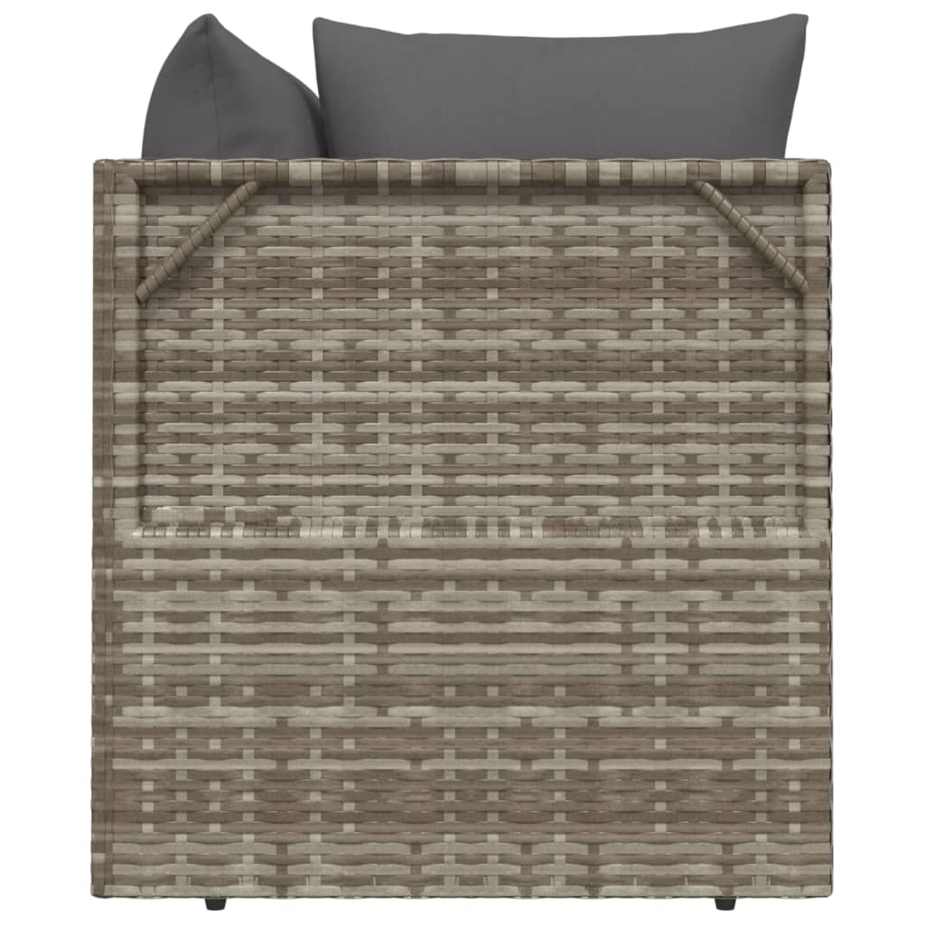 vidaXL 3 Piece Patio Lounge Set with Cushions Gray Poly Rattan-5