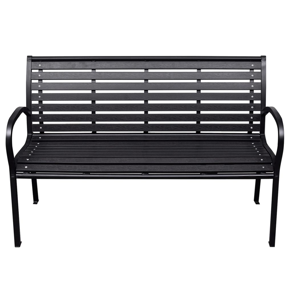 vidaXL Outdoor Patio Bench Garden Bench with Armrests for Yard Steel and WPC-0