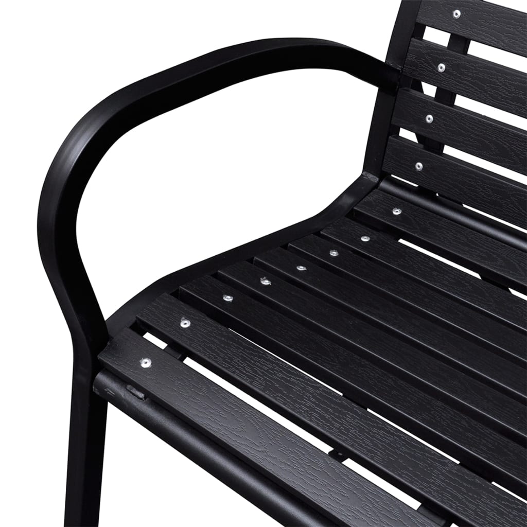 vidaXL Outdoor Patio Bench Garden Bench with Armrests for Yard Steel and WPC-2