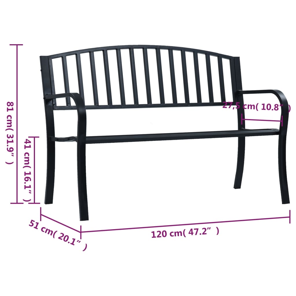 vidaXL Outdoor Patio Bench Park Outdoor Garden Bench for Yard Porch Steel-6