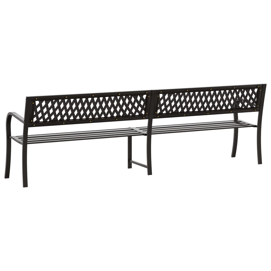 vidaXL Outdoor Patio Bench Park Outdoor Garden Bench with Armrests Black Steel-10