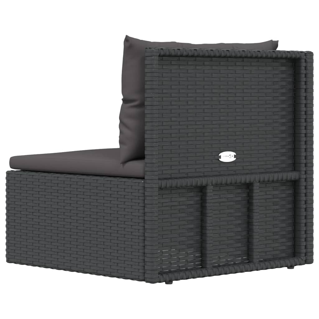 vidaXL Patio Corner Sofa with Cushions Black Poly Rattan-4