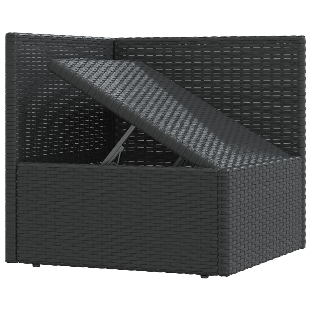 vidaXL Patio Corner Sofa with Cushions Black Poly Rattan-5