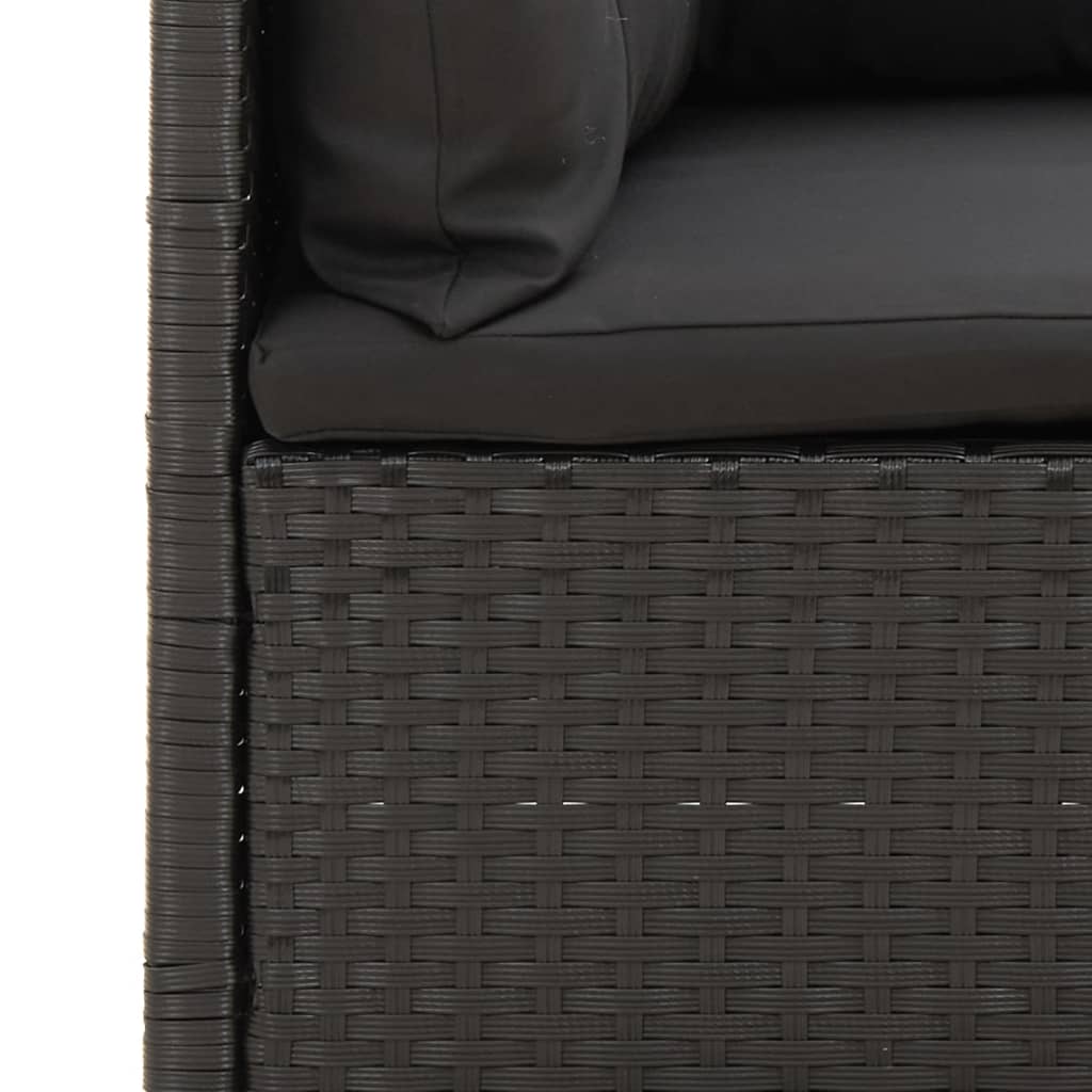 vidaXL Patio Corner Sofa with Cushions Black Poly Rattan-6