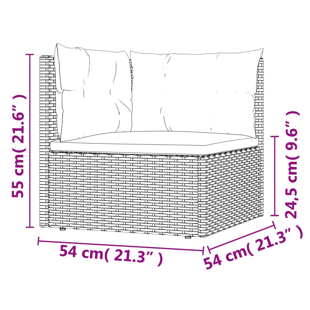 vidaXL Patio Corner Sofa with Cushions Gray Poly Rattan-1
