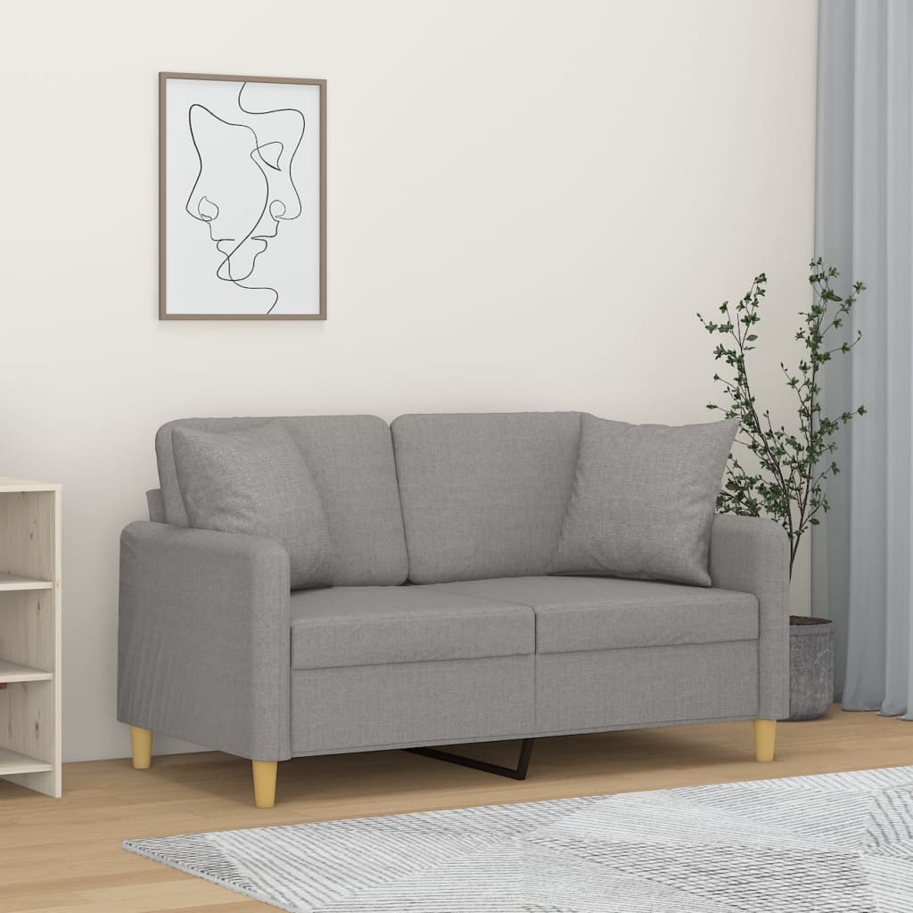 vidaXL 2-Seater Sofa with Pillows&Cushions Dark Gray 55.1" Fabric-33