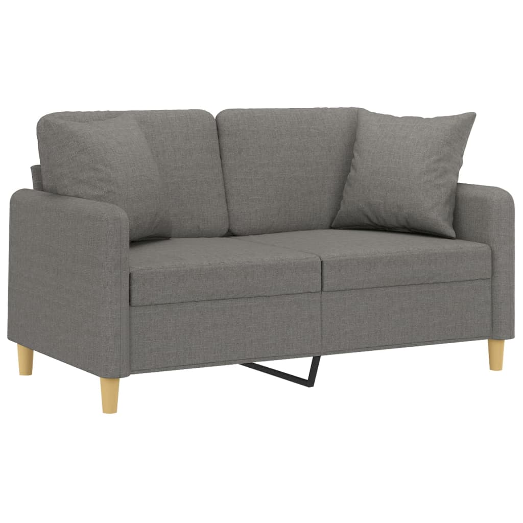 vidaXL 2-Seater Sofa with Pillows&Cushions Dark Gray 55.1" Fabric-1