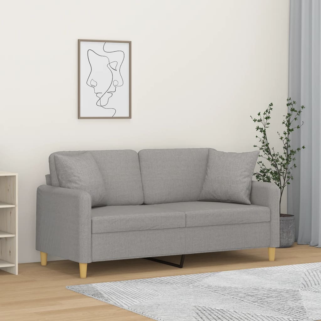vidaXL 2-Seater Sofa with Pillows&Cushions Dark Gray 55.1" Fabric-26