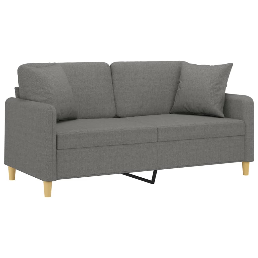 vidaXL 2-Seater Sofa with Pillows&Cushions Dark Gray 55.1" Fabric-35