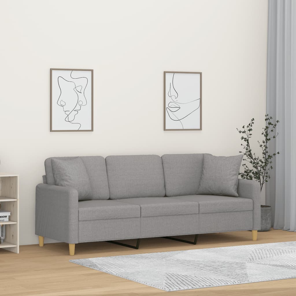 vidaXL 2-Seater Sofa with Pillows&Cushions Dark Gray 55.1" Fabric-8