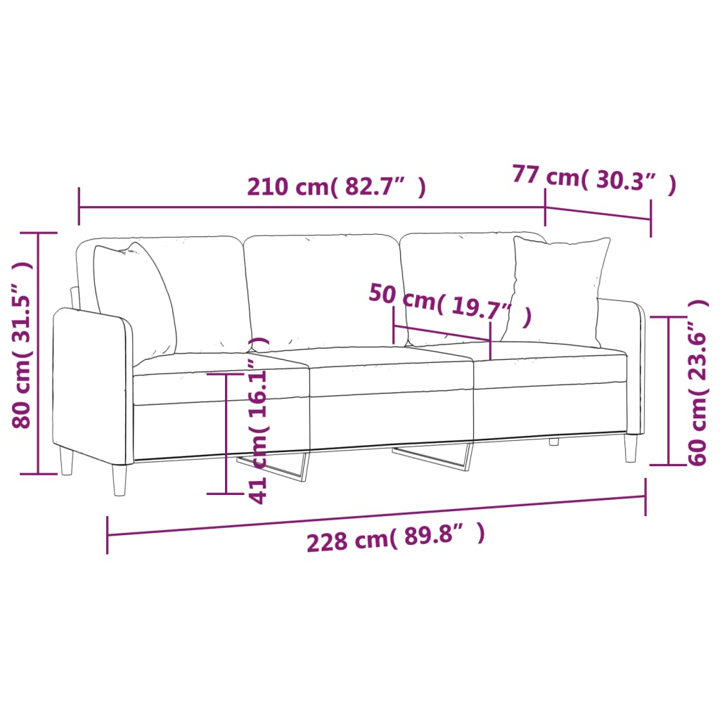 vidaXL 2-Seater Sofa with Pillows&Cushions Dark Gray 55.1" Fabric-30