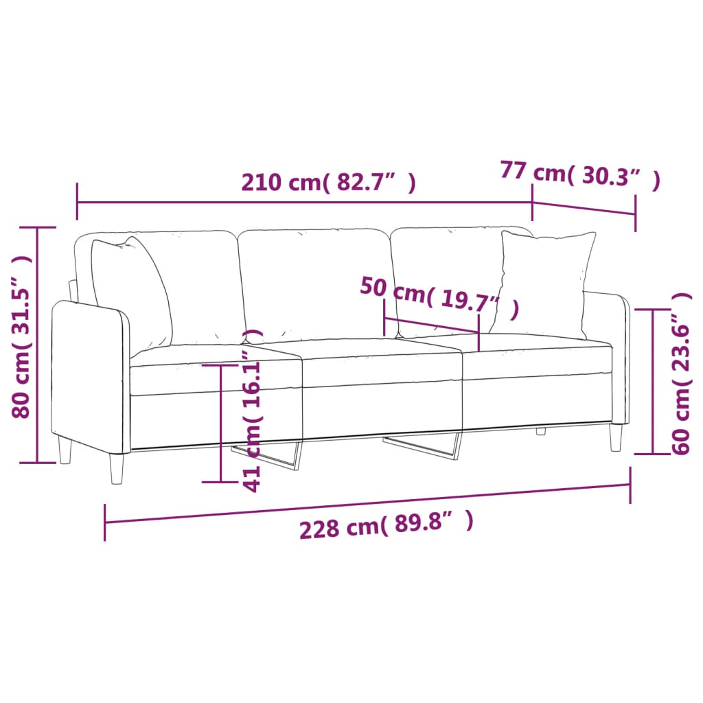 vidaXL 2-Seater Sofa with Pillows&Cushions Dark Gray 55.1" Fabric-37