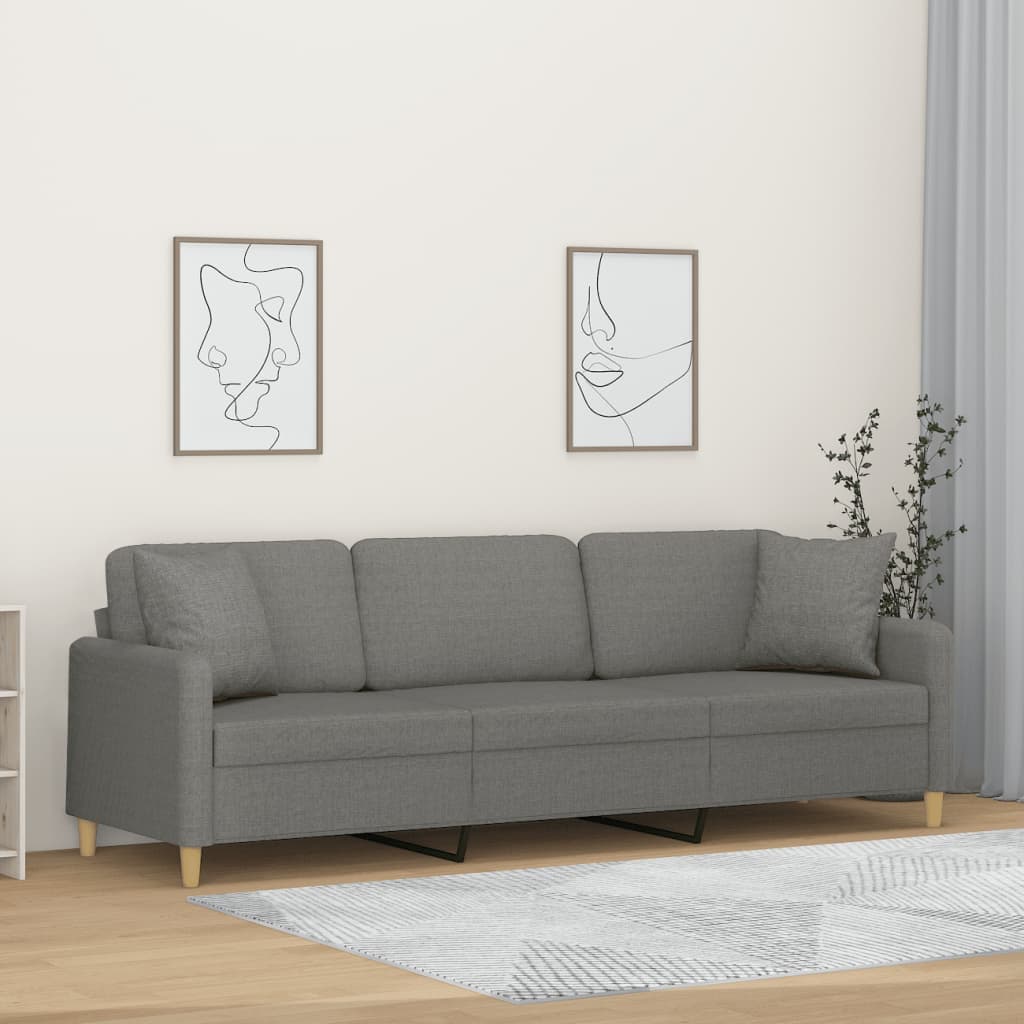 vidaXL 2-Seater Sofa with Pillows&Cushions Dark Gray 55.1" Fabric-32