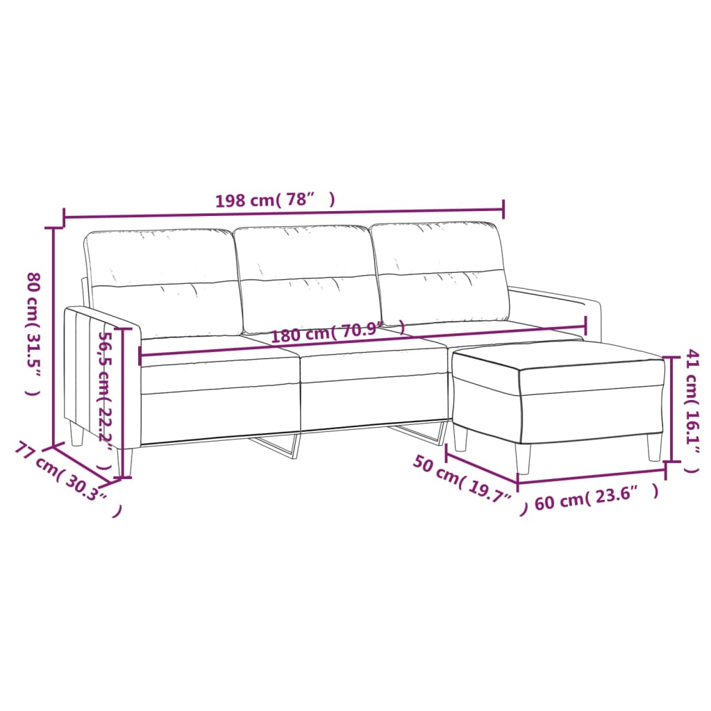 vidaXL Sofa Chair with Footstool Living Room Accent Upholstered Chair Fabric-0