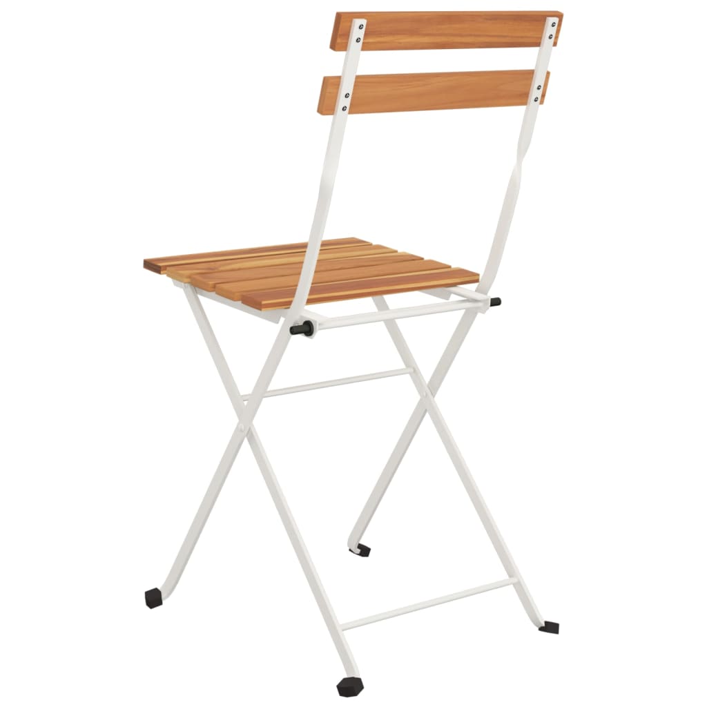 vidaXL Patio Folding Chairs Bistro Foldable Chair Steel and Solid Wood Acacia-52