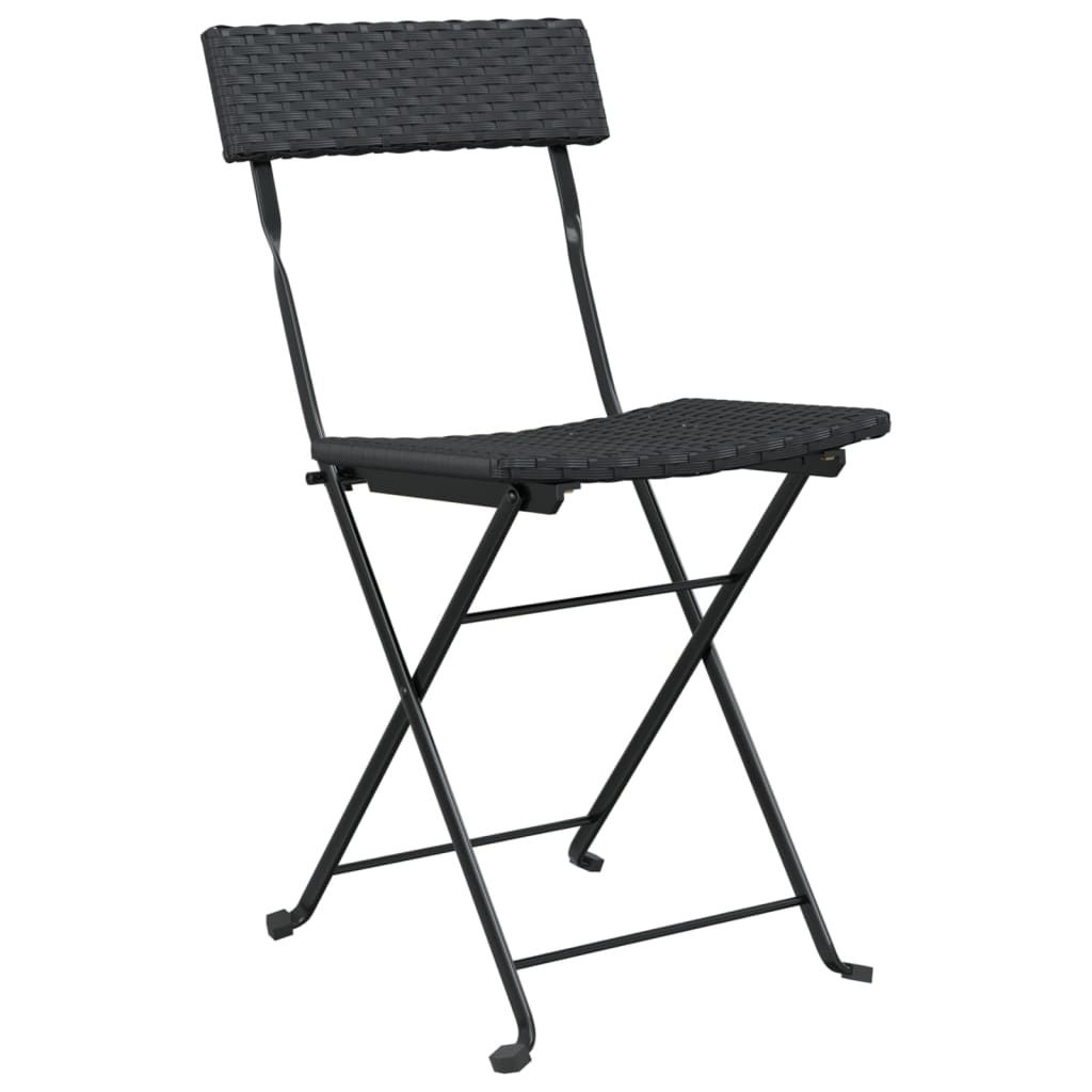 vidaXL Chair Outdoor Bistro Accent Folding Side Chair Poly Rattan and Steel-7