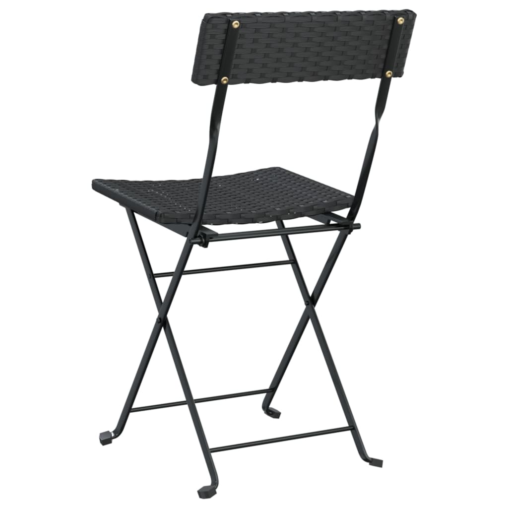 vidaXL Chair Outdoor Bistro Accent Folding Side Chair Poly Rattan and Steel-31