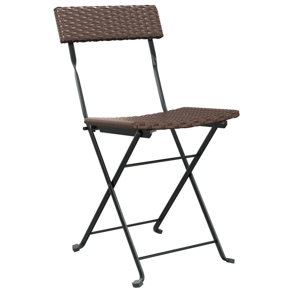 vidaXL Chair Outdoor Bistro Accent Folding Side Chair Poly Rattan and Steel-4