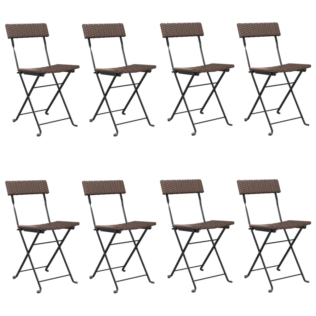 vidaXL Chair Outdoor Bistro Accent Folding Side Chair Poly Rattan and Steel-46