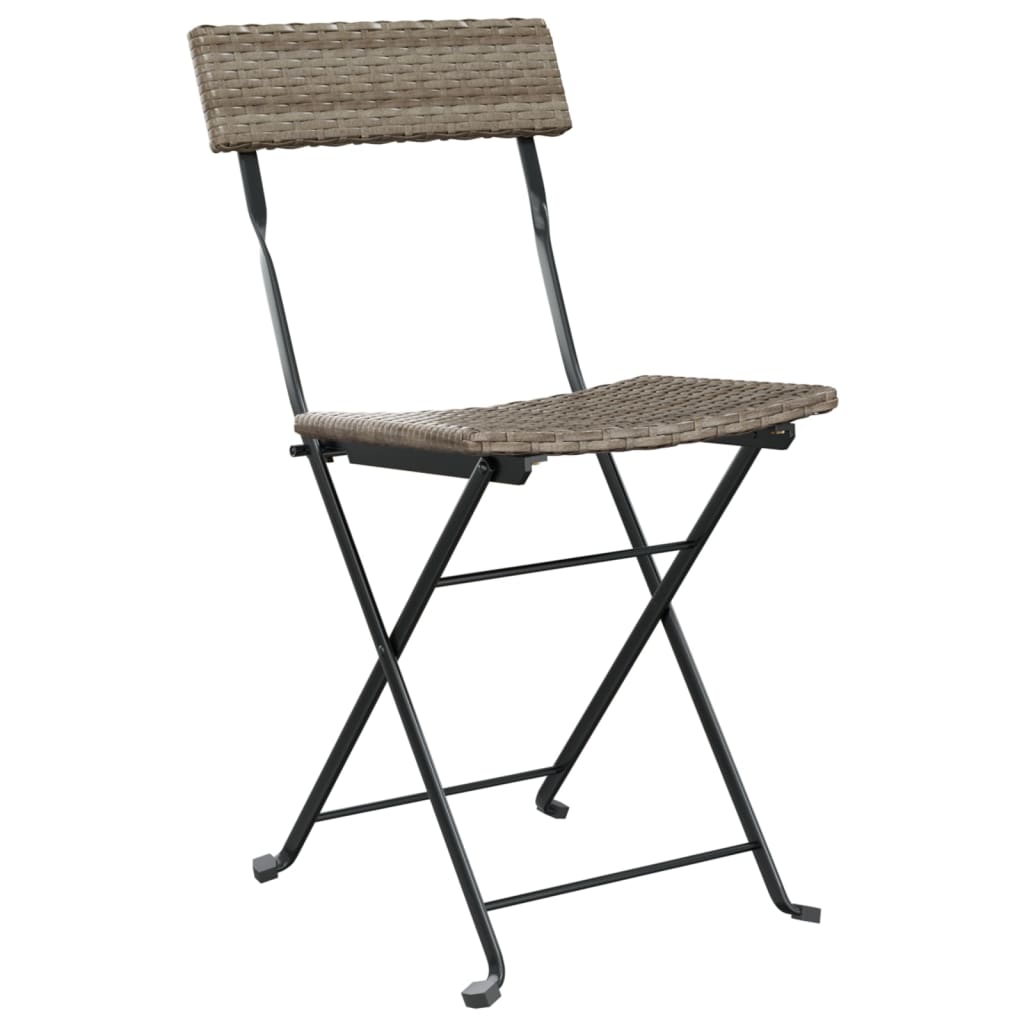 vidaXL Chair Outdoor Bistro Accent Folding Side Chair Poly Rattan and Steel-9