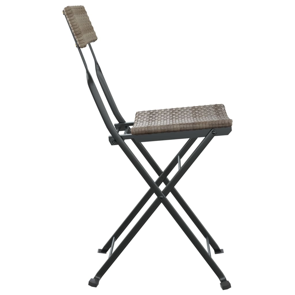 vidaXL Chair Outdoor Bistro Accent Folding Side Chair Poly Rattan and Steel-27