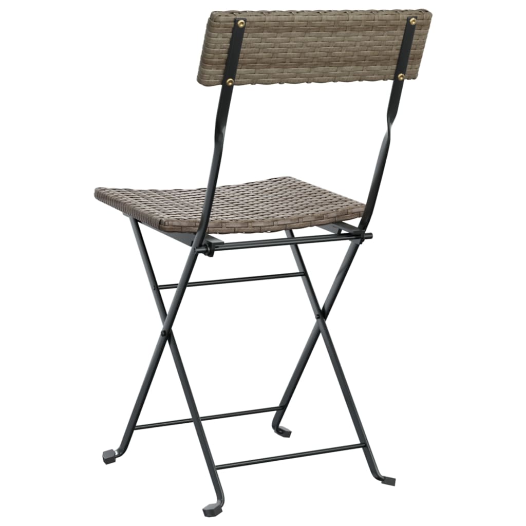 vidaXL Chair Outdoor Bistro Accent Folding Side Chair Poly Rattan and Steel-33