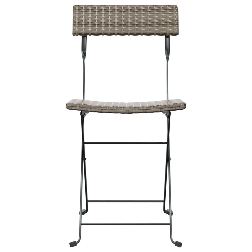 vidaXL Chair Outdoor Bistro Accent Folding Side Chair Poly Rattan and Steel-36