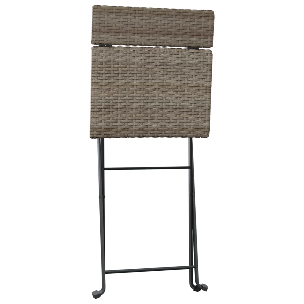 vidaXL Chair Outdoor Bistro Accent Folding Side Chair Poly Rattan and Steel-42