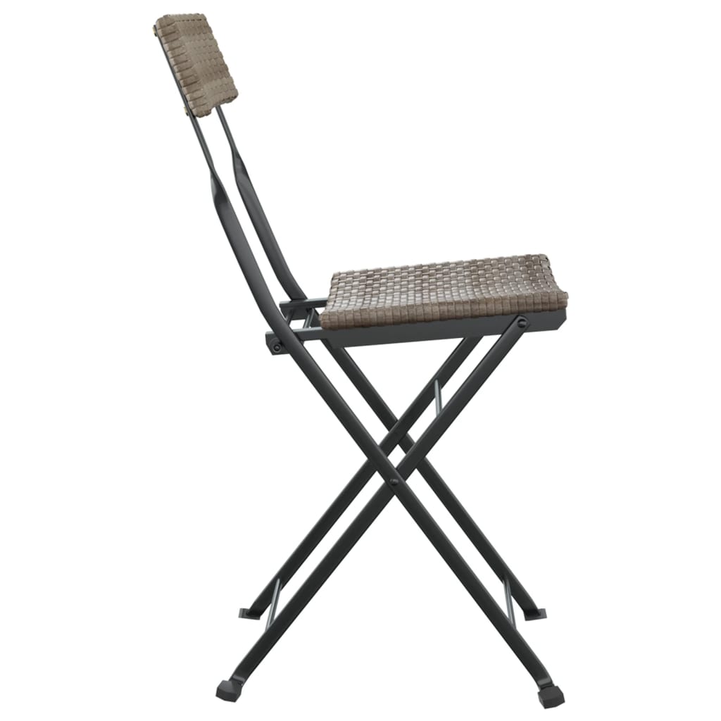 vidaXL Chair Outdoor Bistro Accent Folding Side Chair Poly Rattan and Steel-48