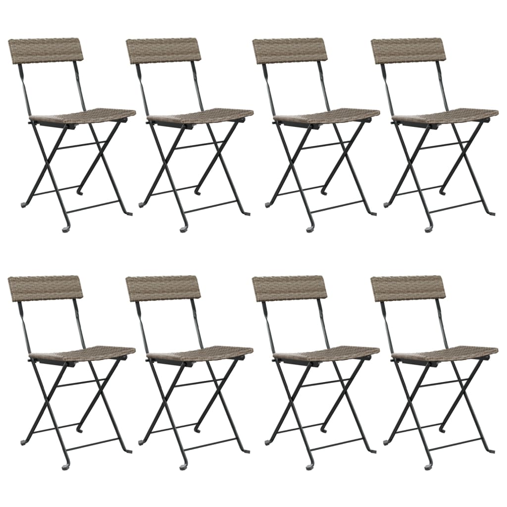 vidaXL Chair Outdoor Bistro Accent Folding Side Chair Poly Rattan and Steel-0