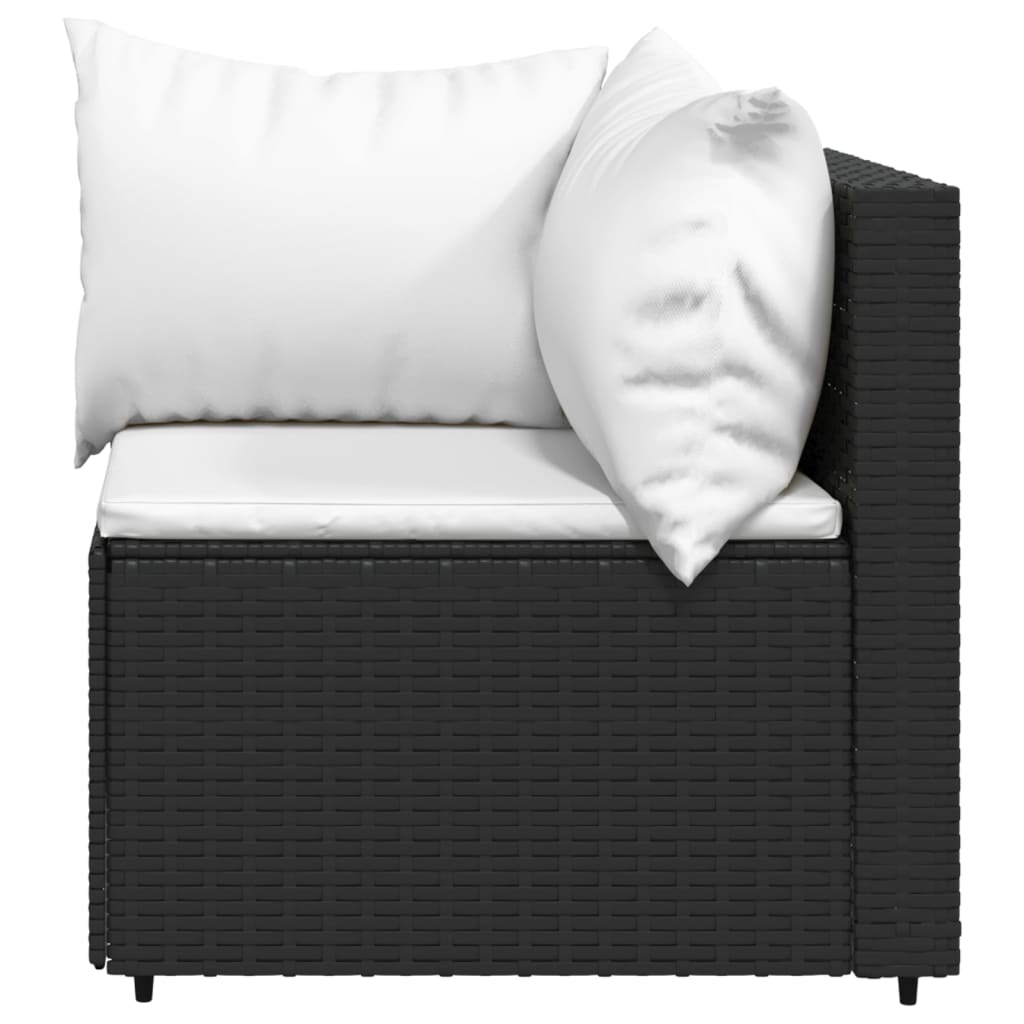 vidaXL Patio Corner Sofas with Cushions 2 pcs Black Poly Rattan-2
