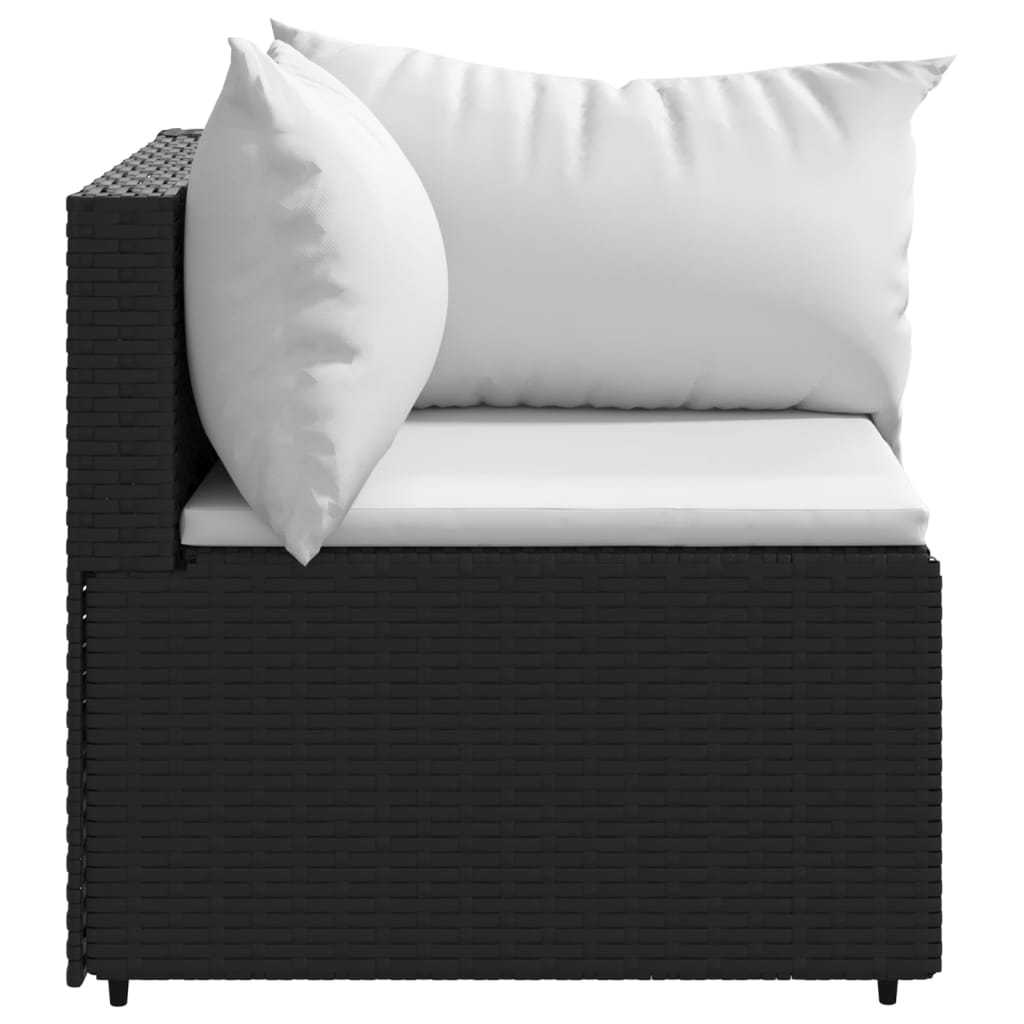 vidaXL Patio Corner Sofas with Cushions 2 pcs Black Poly Rattan-3