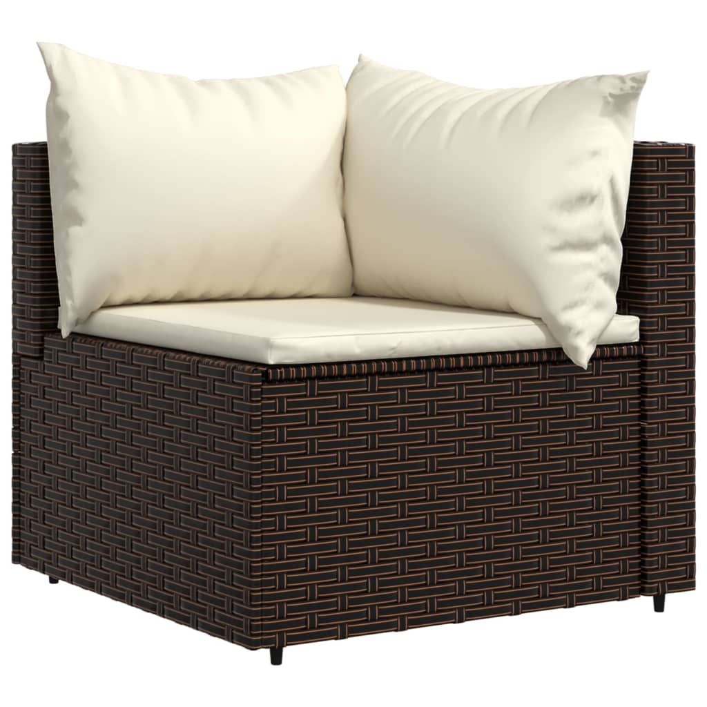 vidaXL Patio Corner Sofas with Cushions 2 pcs Brown Poly Rattan-1