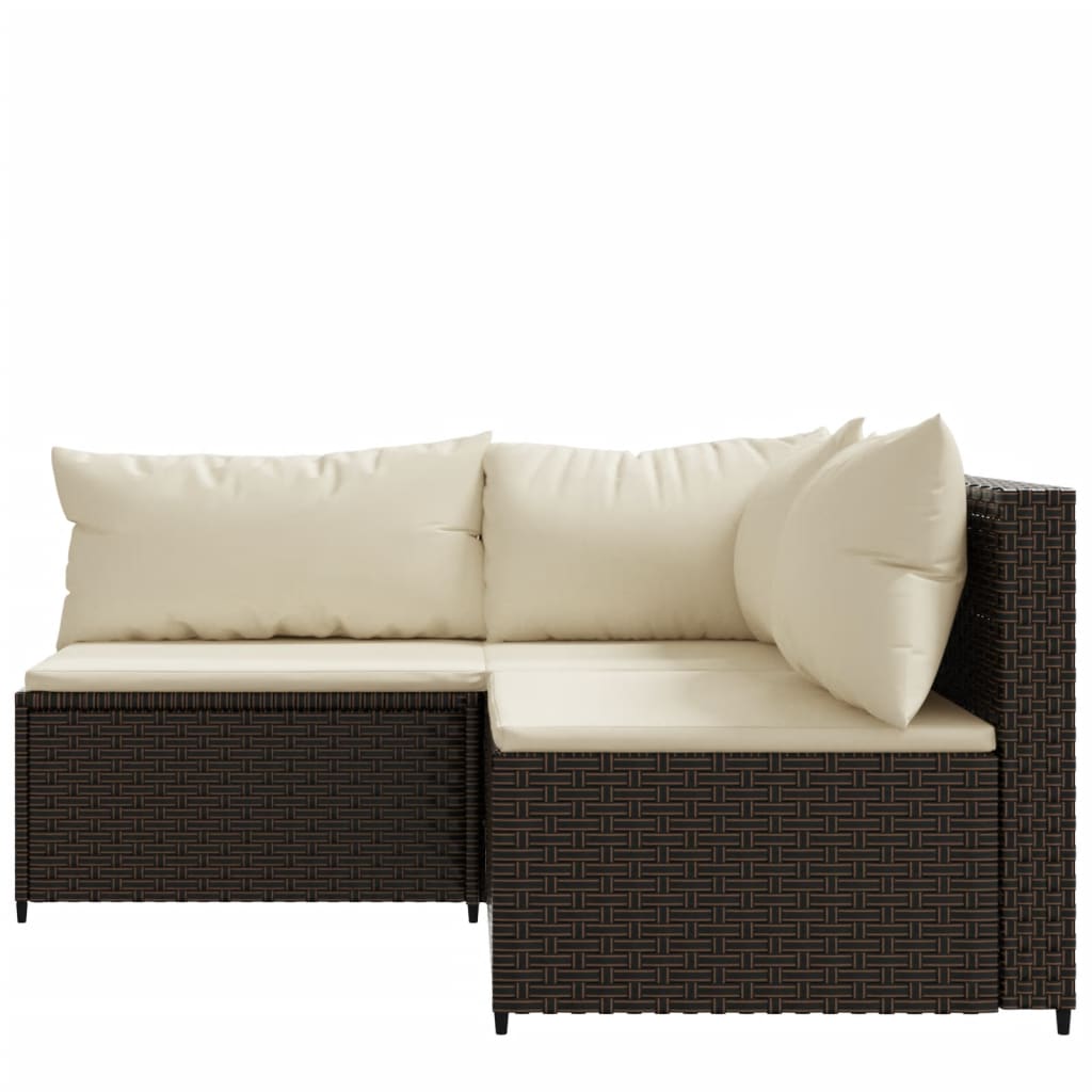 vidaXL 3 Piece Patio Lounge Set with Cushions Brown Poly Rattan-1