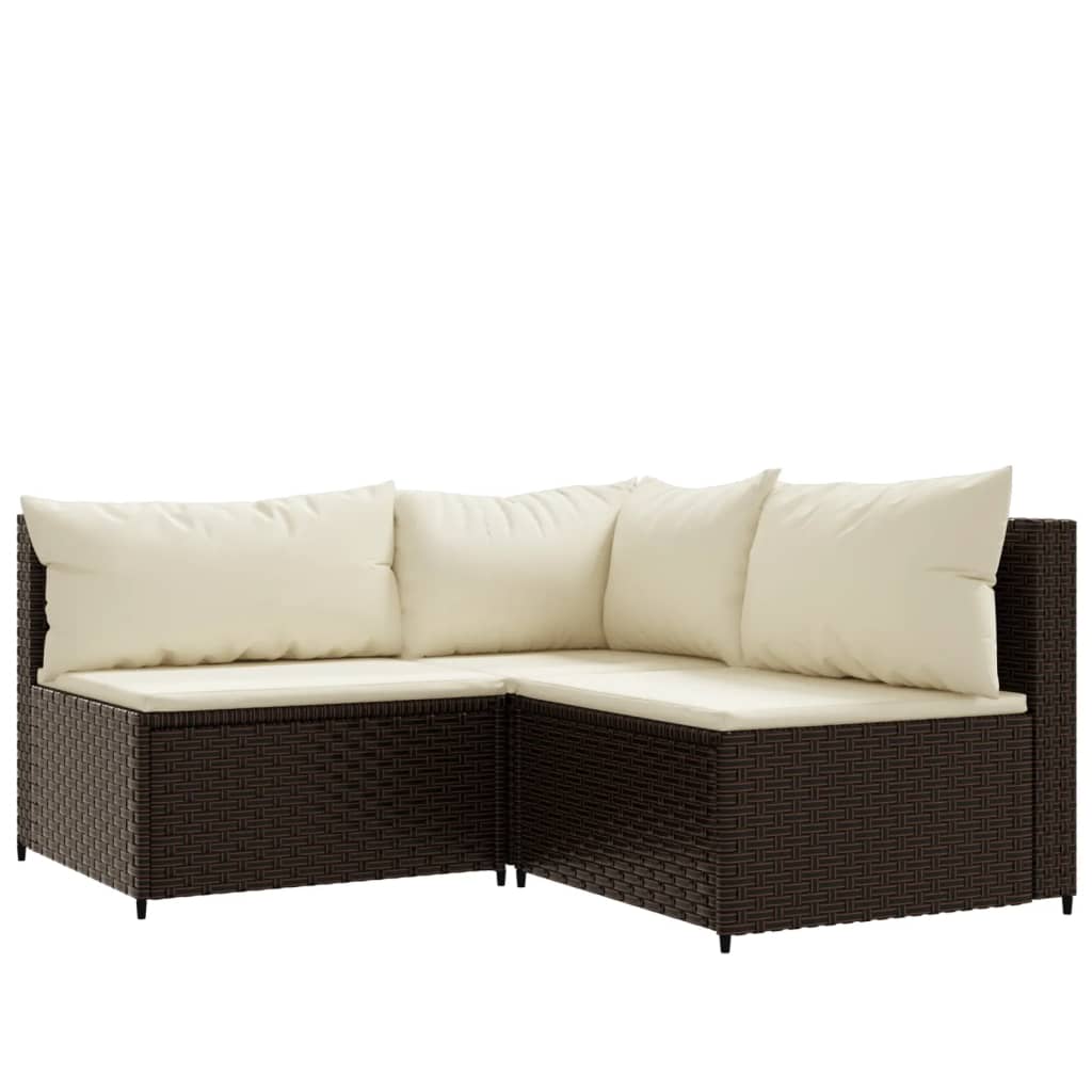 vidaXL 4 Piece Patio Lounge Set with Cushions Brown Poly Rattan-1