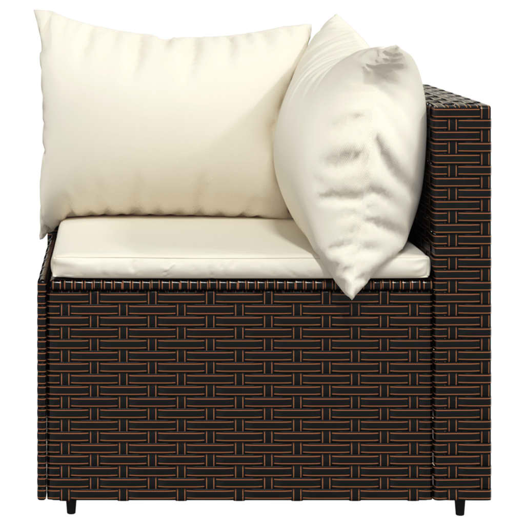vidaXL 4 Piece Patio Lounge Set with Cushions Brown Poly Rattan-3