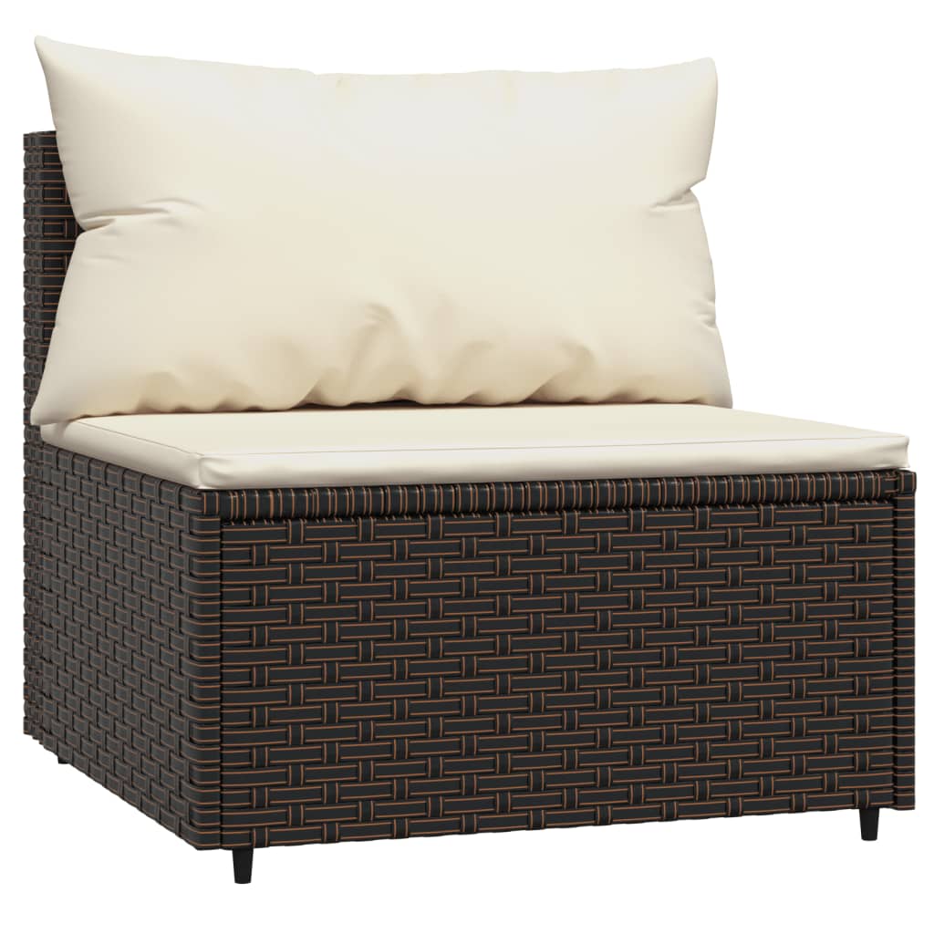 vidaXL 4 Piece Patio Lounge Set with Cushions Brown Poly Rattan-4