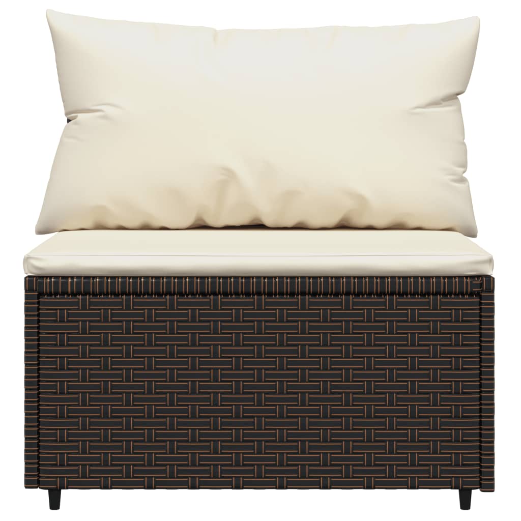 vidaXL 4 Piece Patio Lounge Set with Cushions Brown Poly Rattan-5