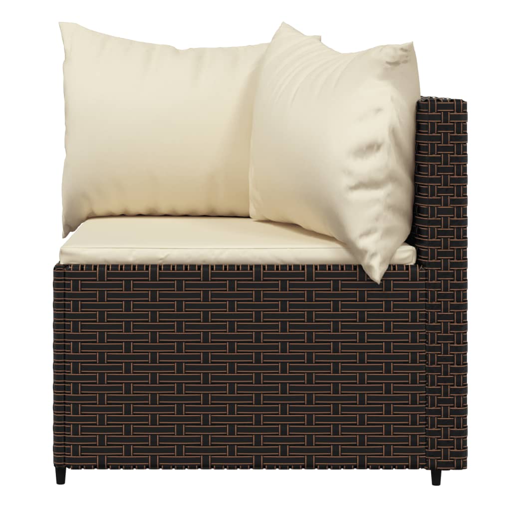 vidaXL Patio Corner Sofas with Cushions 2 pcs Brown Poly Rattan-3