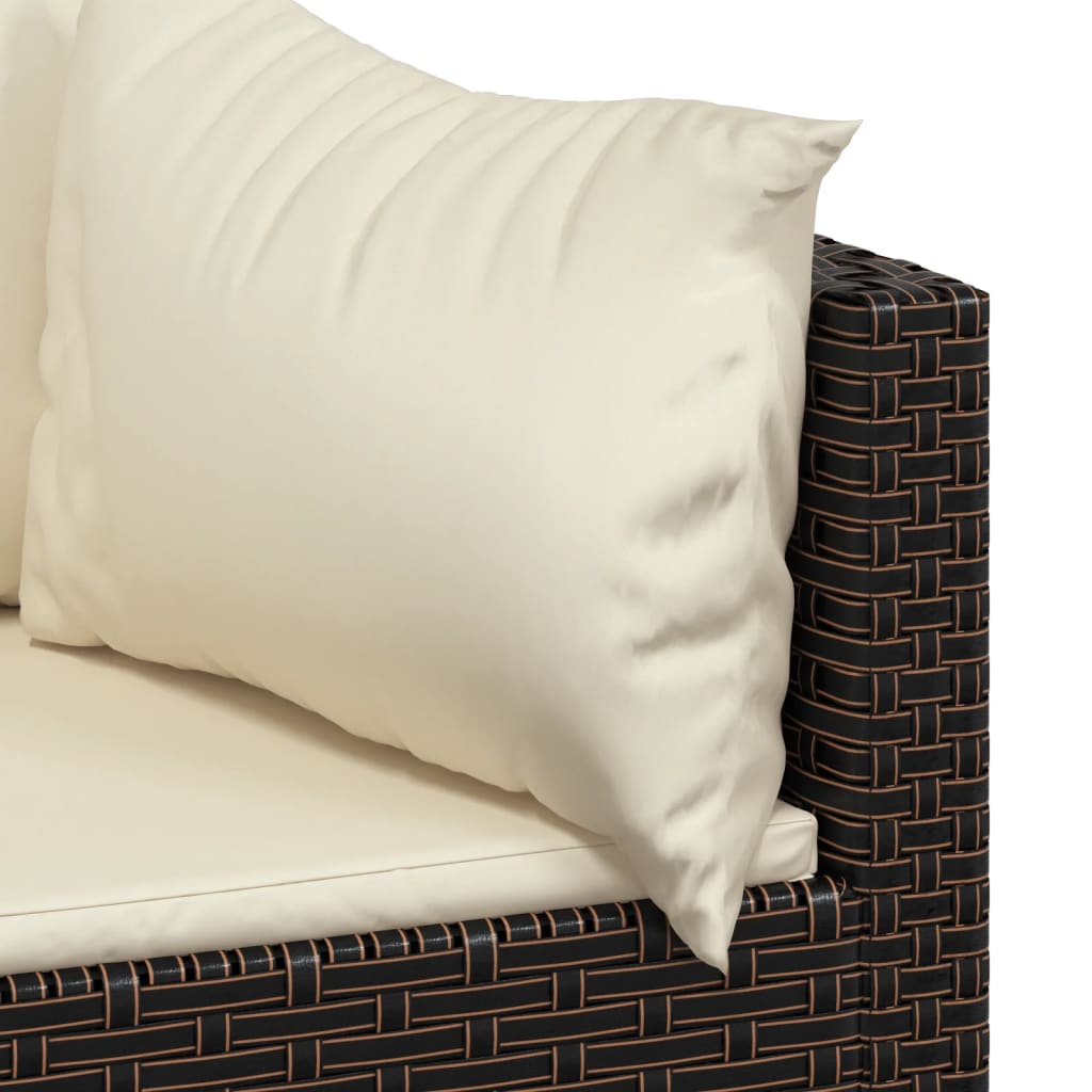vidaXL Patio Corner Sofas with Cushions 2 pcs Brown Poly Rattan-5
