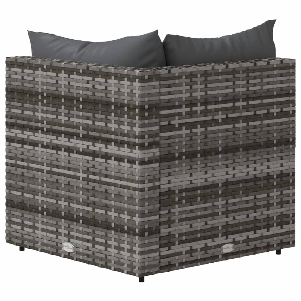 vidaXL Patio Corner Sofa with Cushions Gray Poly Rattan-3