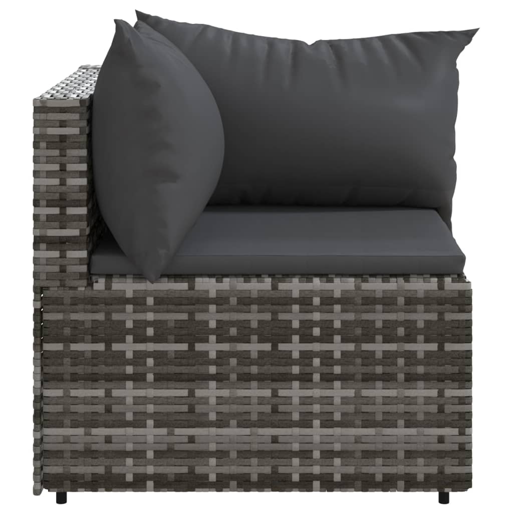 vidaXL Patio Corner Sofas with Cushions 2 pcs Gray Poly Rattan-2