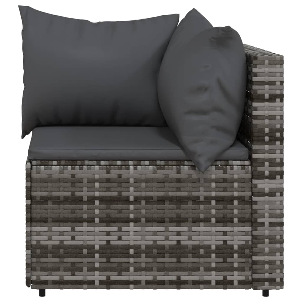 vidaXL Patio Corner Sofas with Cushions 2 pcs Gray Poly Rattan-3